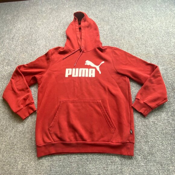 Puma Hoodie Mens Medium Red Pullover Sweater Outdoor Athletic‎ Wear Causal - Picture 1 of 10